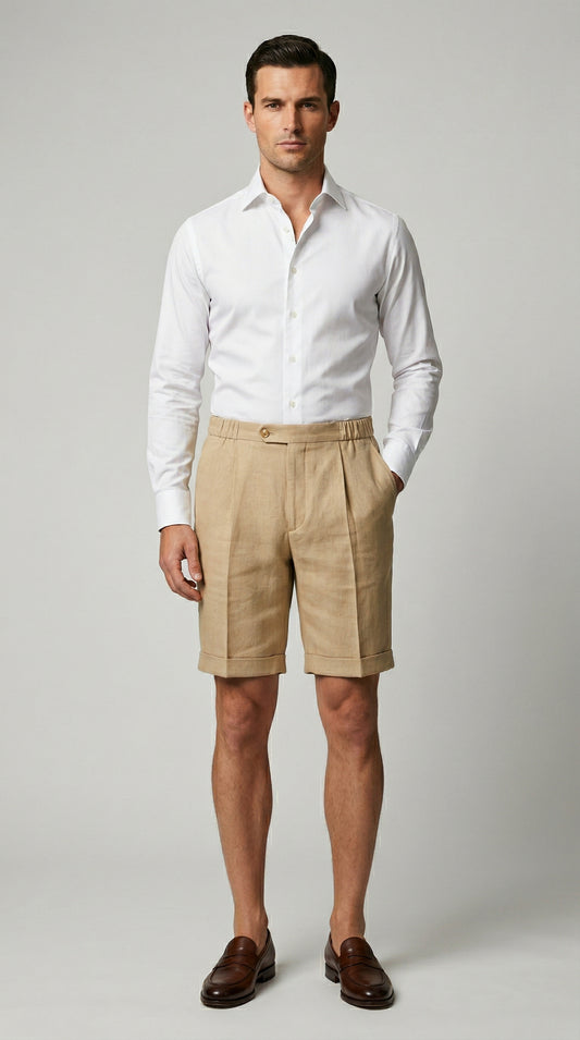 Bermuda In Lino - Elastico Laterale