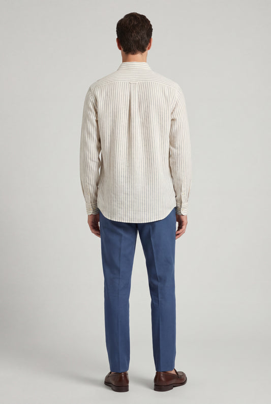 Camicia Righe In Lino - Collo Coreana