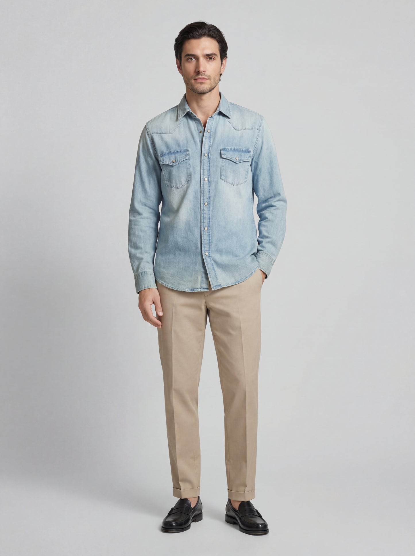 Camicia Western In Denim Richard