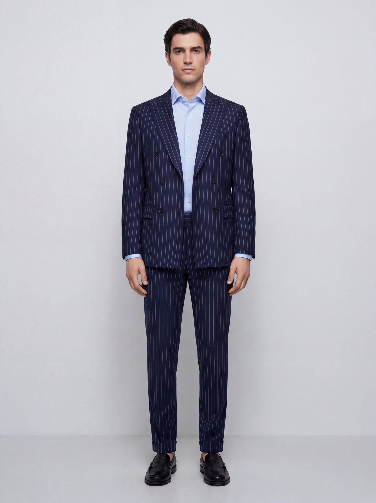 Giacca Doppiopetto Gessata Tailor - Fresco Di Lana