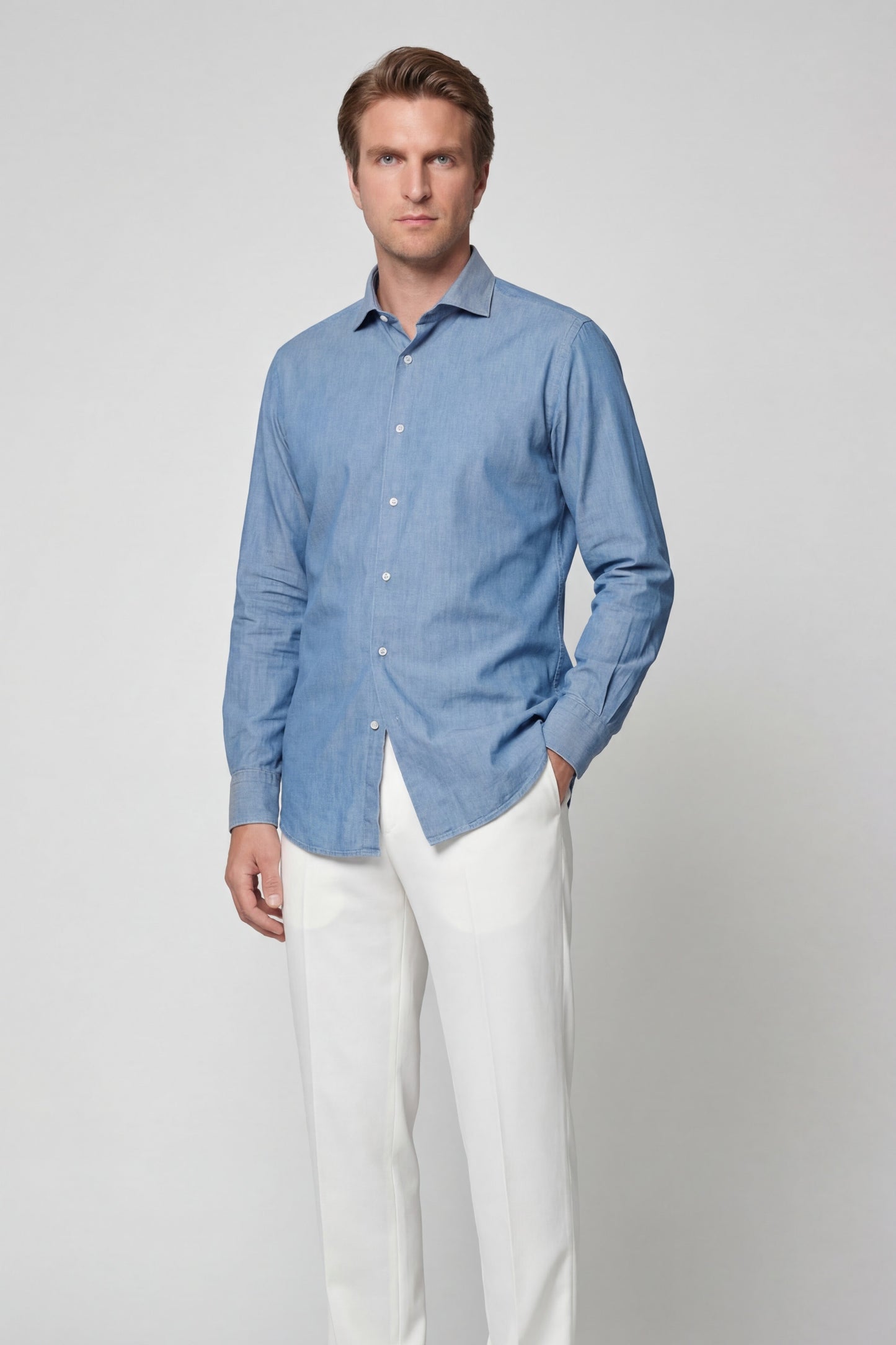 Camicia In Denim - Blu Medio